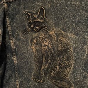 Jean Jacket with a cat on the back